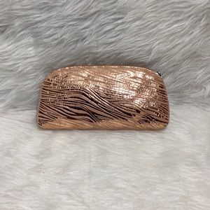 Carlos Falchi Metallic Zebra Print Makeup Bag